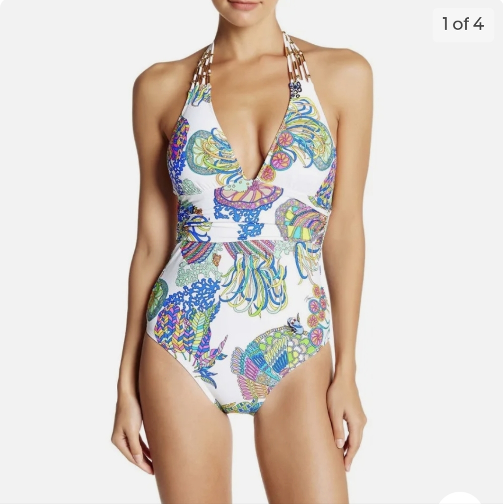 Trina Turk Multicolor Halter Swimsuit
